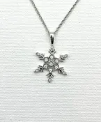 Allison Kaufman: White 14 Karat Gold Snowflake Pendant — McGough & Company