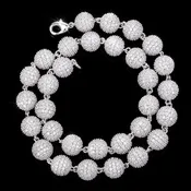 10mm Moissanite Iced-Out Bead Chain – 925 Sterling Silver