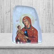 Acrylic Virgin Mary and Jesus Icon (White)