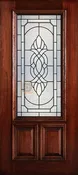6' 8" 2/3 Lite Decorative Glass Mahogany Wood Front Door - PD 3068-23 ASHT