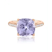 13MM ROSE DE FRANCE QUARTZ CUSHION RING