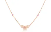 Buttefly Pink Crystal Rose Gold Plating Girl's Necklace Pendant
