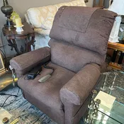 Brown Fabric Electric Arm Chair w/Power Lift