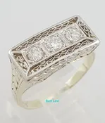 Antique Art Deco Old European Diamond Ring 0.3 ct 2-Tone Gold