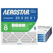 Aerostar 20x20x1 MERV 8 Air Filter, 6 Count, ACTUAL SIZE (19.75 x 19.75 x 0.75), HVAC, Air Conditioning &amp; Furnace Filter Captures Dust, Lint &amp; Pollen (MPR 600 / FPR 5), Made in USA : Industrial &amp; Scientific