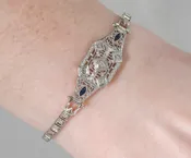 Antique Bracelet - Antique 14k White Gold Diamond & Sapphire Conversion Bracelet | Copper Canary Fine Jewelry