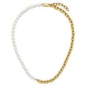 Baroque Pearl and Stainless Steel Half-N-Half Chain