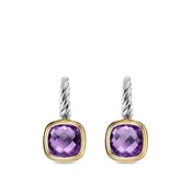 Albion Drop Earrings in Sterling Silver with 18K Yellow Gold and Amethyst, 10mm