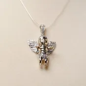 10K Two-Tone Gold Diamond Cupid Angel Pendant 0.50 CTW | Avior Jewelry — Avior Jewelry