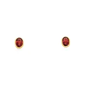 12KY Garnet Post Earrings