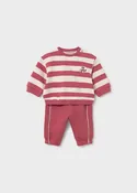 Baby Bear 2-Piece Sweatshirt and Jogger Set - Red Stripe