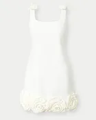 Bow Shoulder Straps Rosette Trimmed Mini Dress