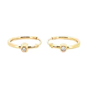.03 CARAT CERTFIED LAB GROWN DIAMONDS STERLING SILVER GOLD PLATED 15 MM EARRINGS HOOPS