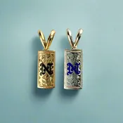 6mm x 1/2" Enamel Initial Pendants in 14K Gold [various letters]