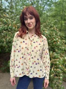 50s Silk Blouse, Southern Belle Novelty Print, The Merry Rounder