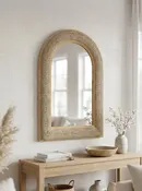 24.2"x36" Woven Texture Decorative Arched Mirror