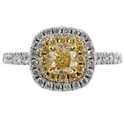 0.71ct Cushion Fancy Yellow Diamond Halo Ring