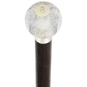 8 Ball Clear Sparkle Round Knob Cane w/ Custom Wood Shaft & Collar