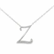 0.05 White Diamond Round 14K White Gold Necklace Length 18