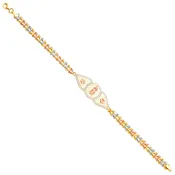 14K Tri-Color Gold Virgin Mary Guadalupe Bracelet with CZ Halo – Women's Religious Bracelet