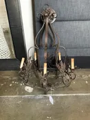 Antique 5 Light Wrought Iron Chandelier 33" Tall x 22"Diam