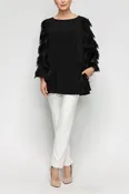 Black Bell Sleeve Feather Top
