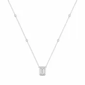 14Kt WG Bezeled Emerald Diamond Necklace