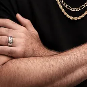 14KT TWO TONE MEN'S BROWN & WHITE DIAMOND RING