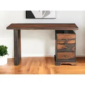 54 Brown Live Edge Solid Wood Writing Desk With Three Drawers