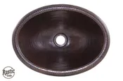 15" Oval Copper Bath Sink - Flat Edge Hammered Finish