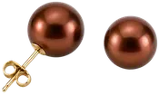 10.0-10.5mm Chocolate Freshwater Pearl Stud Earrings (SKU: 190617)