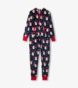 Adult Allover Santa Hooded Fleece Jumpsuit