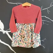 Baby Boden Pink Multi Floral Animals LS Sweater Dress 12-18m