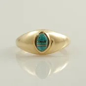 14kt Yellow Gold Blue Turquoise Inlay Ring Size 6.5