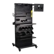 Flextur 4-Panel Mobile Tool Board with 71 Piece Gridlok Accessory Kit