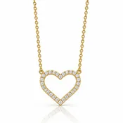 14K Yellow Gold Diamond Open Heart Necklace