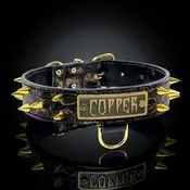 1.5" Wide Spiked Italian Leather Bully Dog Collar