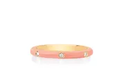 3 Diamond & Coral Enamel Stack Ring