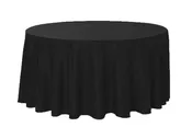 Black 132" Round Poly Premier Tablecloth
