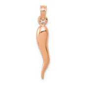 10k Rose Gold Good Luck Italian Horn 3D Pendant Charm
