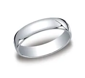 10k White Gold 6mm Light Comfort Fit Wedding Band- Size 9