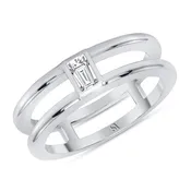 0.16ct Baguette Cut Diamond 18k Solid  Gold Double Band