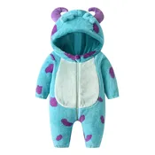 0–3 Years Infant Baby Boy Girl Fleece Jumpsuit – Horn Hooded, Thickened Warm Winter Romper Snowsuit Outwear