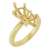 14K Yellow Gold 16x8 mm Marquise 1/10 CTW Natural Diamond Semi-Set Engagement Ring