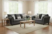 1061 Flair Arm Mocha or Charcoal Sofa and Loveseat Set