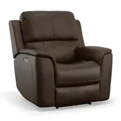 Henry Burnt Umber Leather Power Recliner with Power Headrest &amp;amp; Lumbar