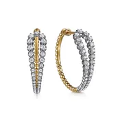 14K White & Yellow Gold Gabriel & Co. Bujukan and Graduating Diamond Classic Hoop Earrings