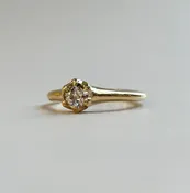 0.38ct Old European Cut Diamond Engagement Ring | 14K Yellow Gold | Vintage