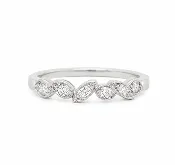 Bezel Set Wedding Band with Marquise and Round Diamonds in White Gold (110-01276)