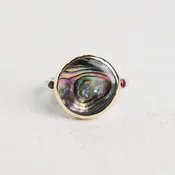 14 Gold and Sterling Silver Abalone Ring with Rhodolites